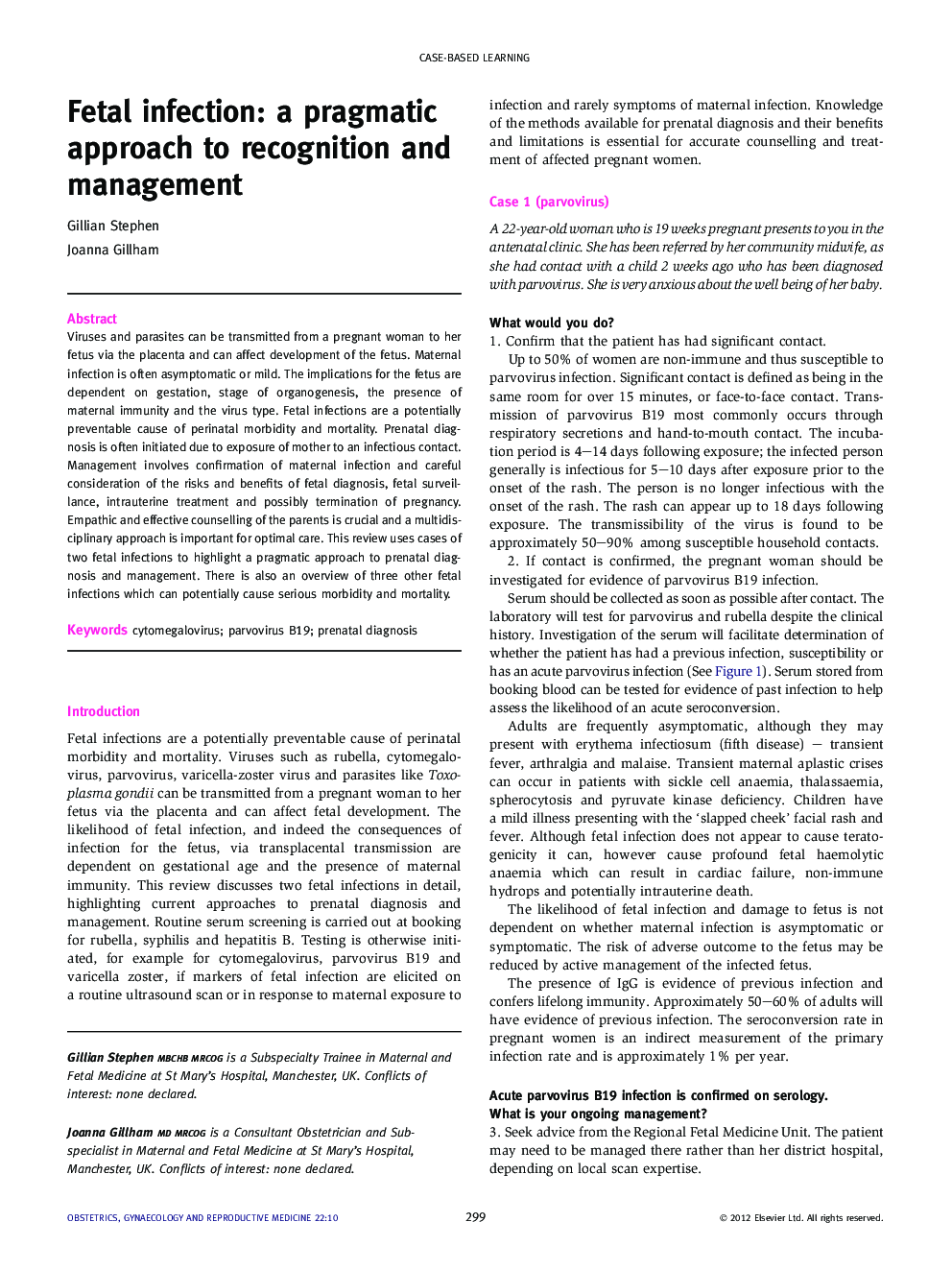 Fetal infection: a pragmatic approach to recognition and management