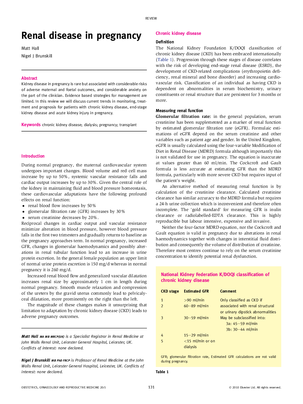 Renal disease in pregnancy