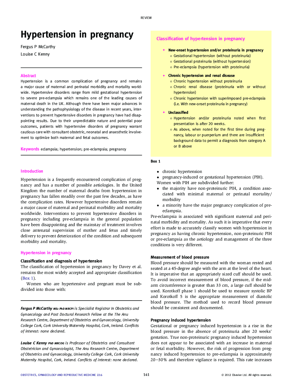 Hypertension in pregnancy