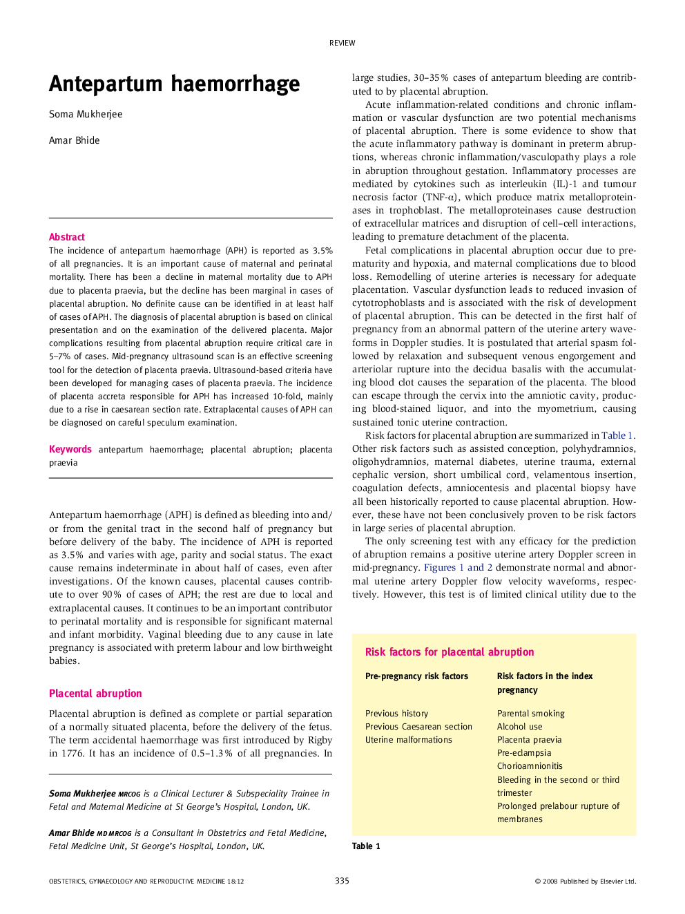 Antepartum haemorrhage