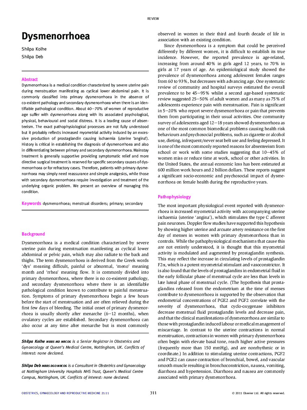 Dysmenorrhoea