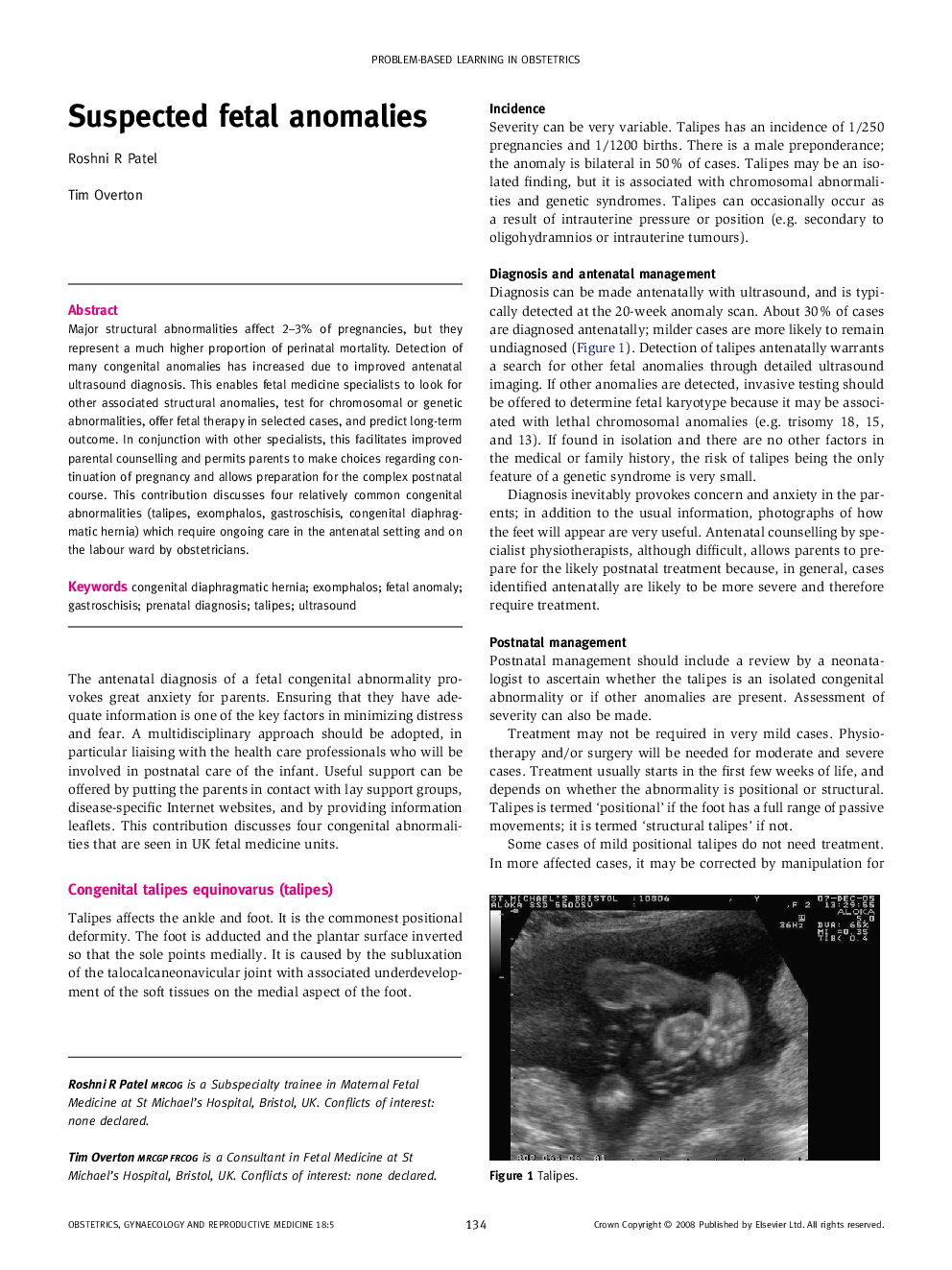 Suspected fetal anomalies