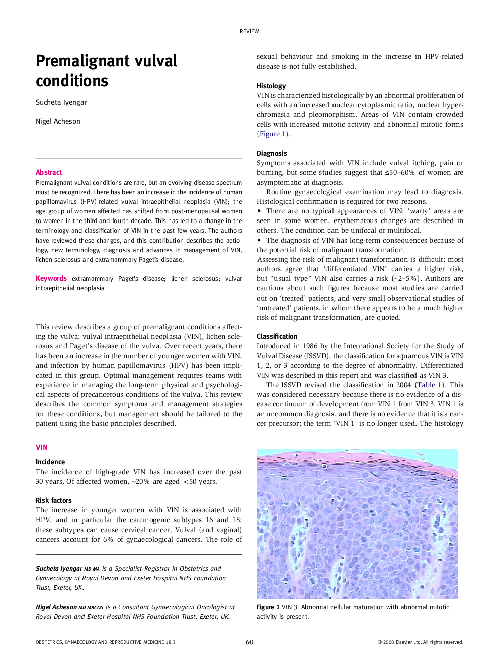 Premalignant vulval conditions