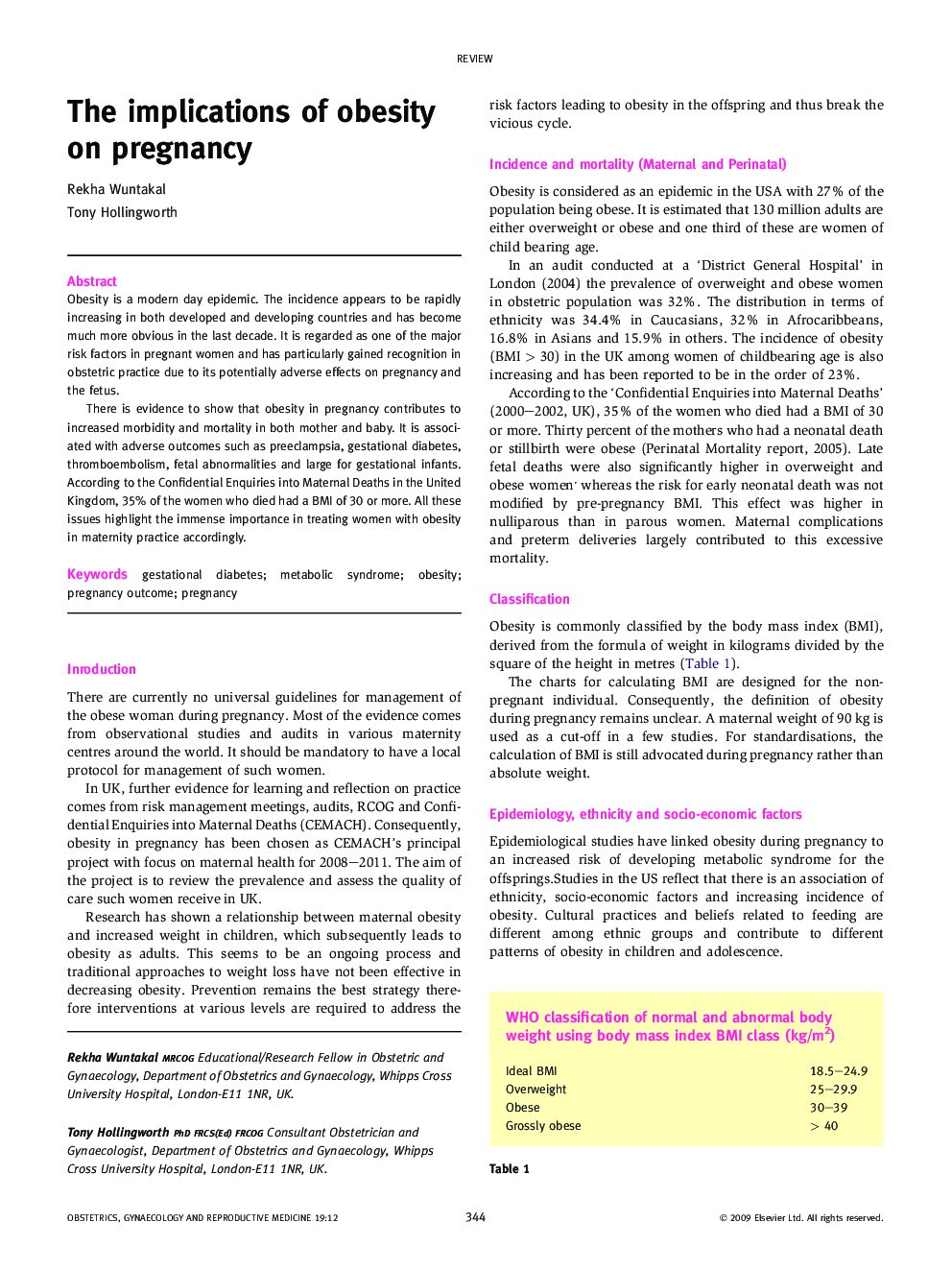 The implications of obesity on pregnancy