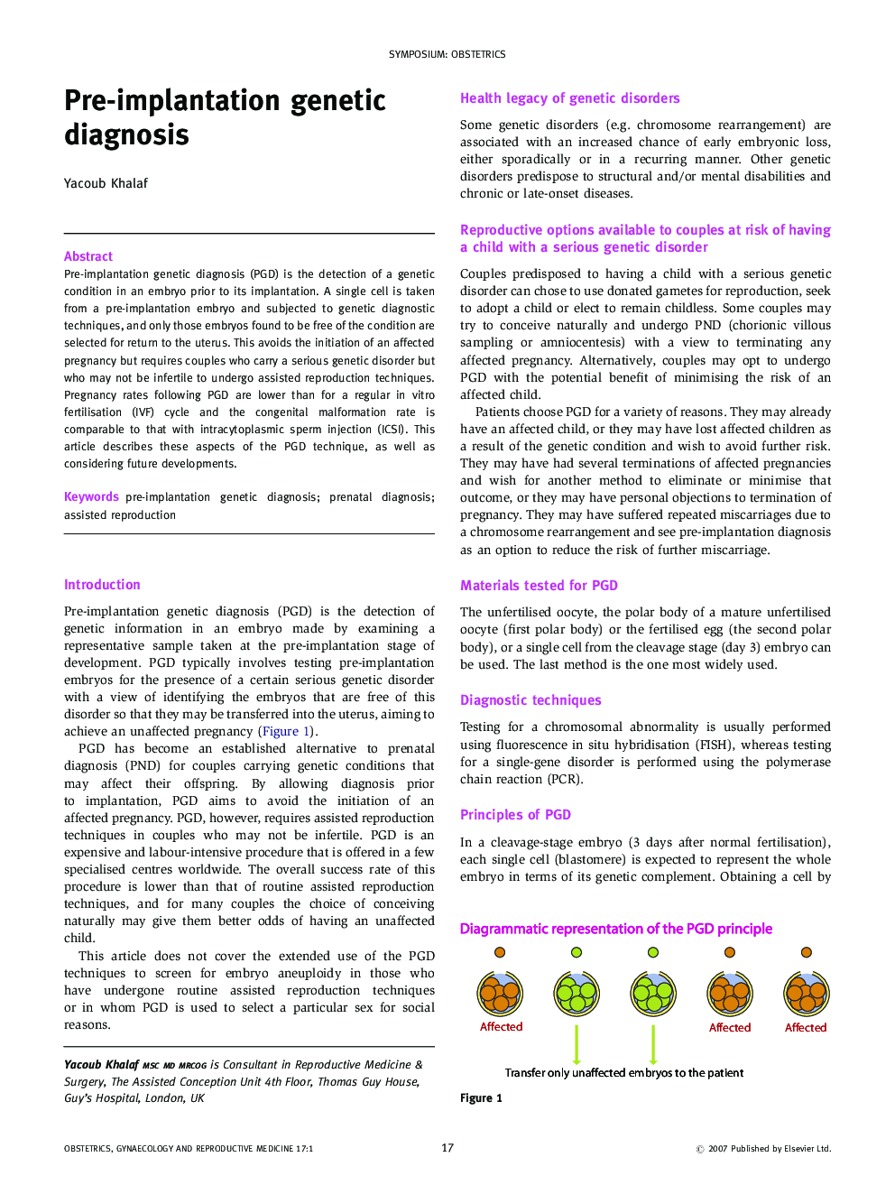 Pre-implantation genetic diagnosis