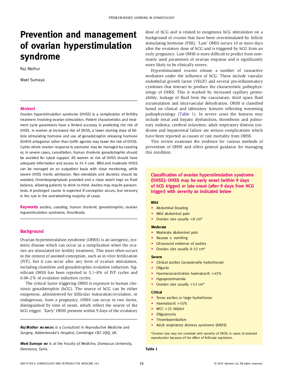 Prevention and management of ovarian hyperstimulation syndrome