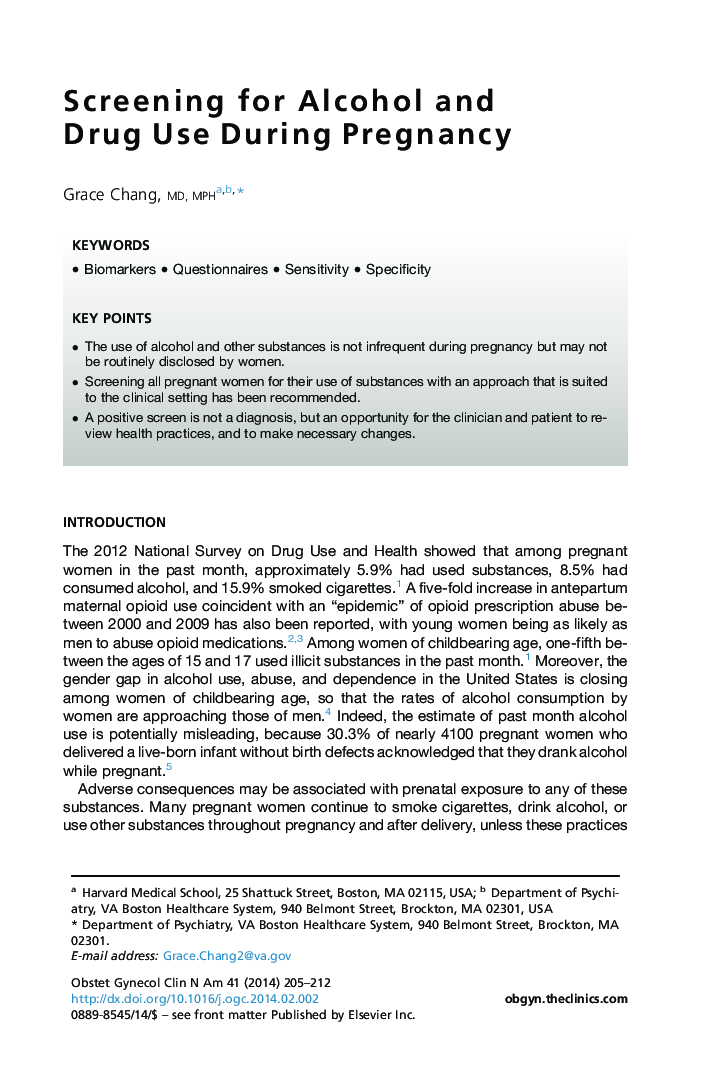 Screening for Alcohol and Drug Use During Pregnancy