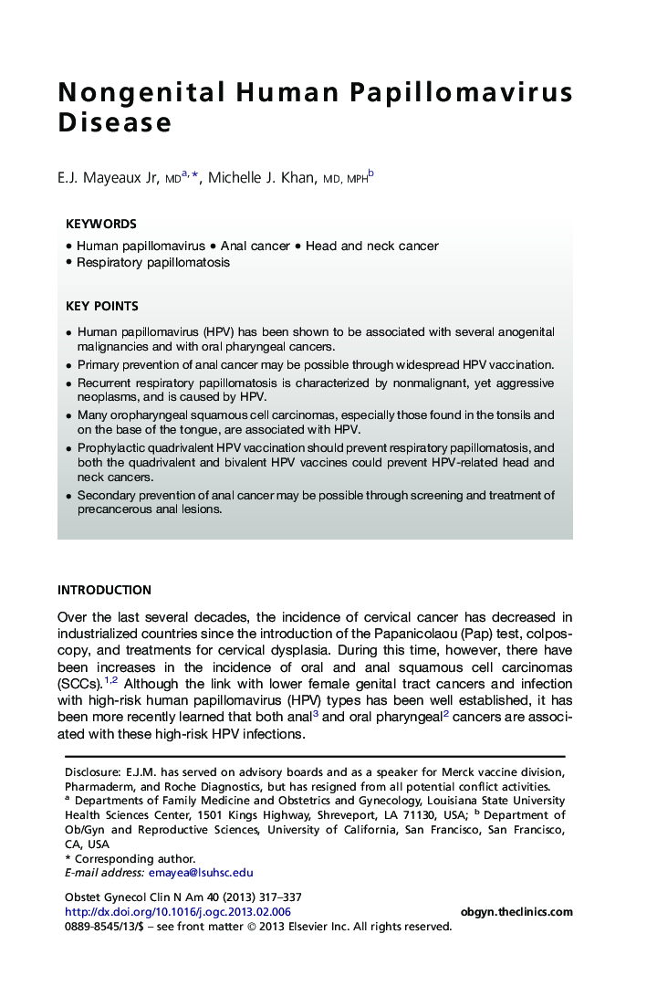 Nongenital Human Papillomavirus Disease