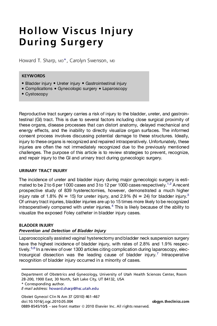 Hollow Viscus Injury During Surgery