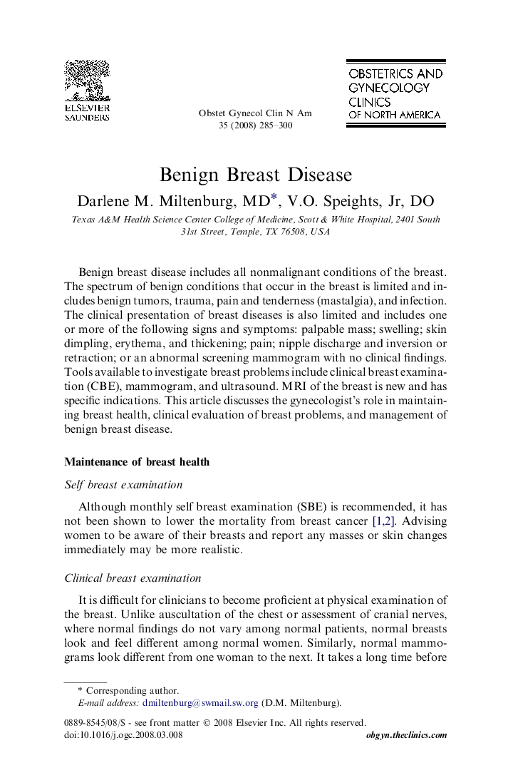 Benign Breast Disease