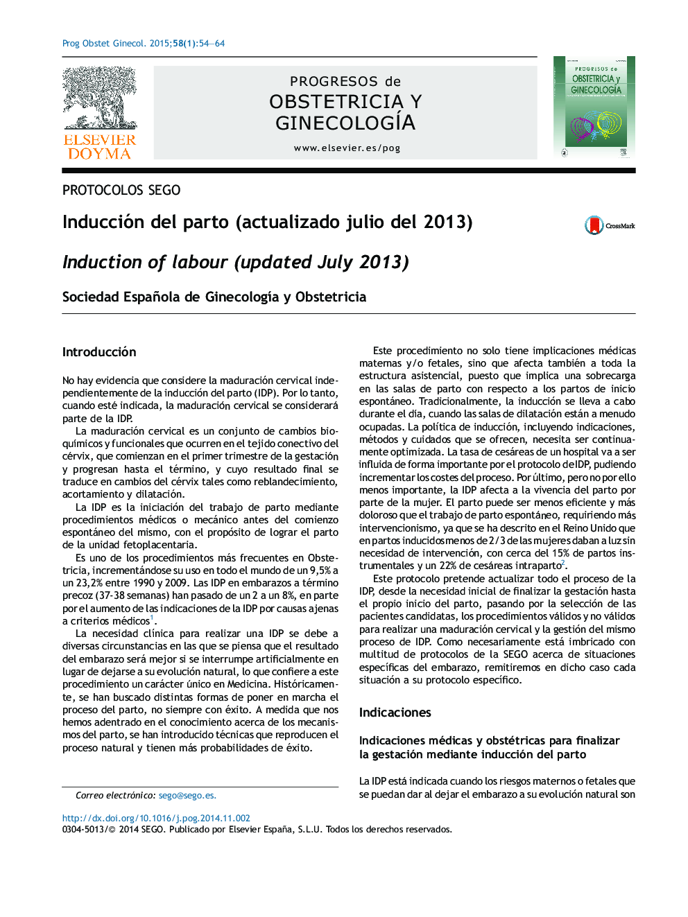 Inducción del parto (actualizado julio del 2013)