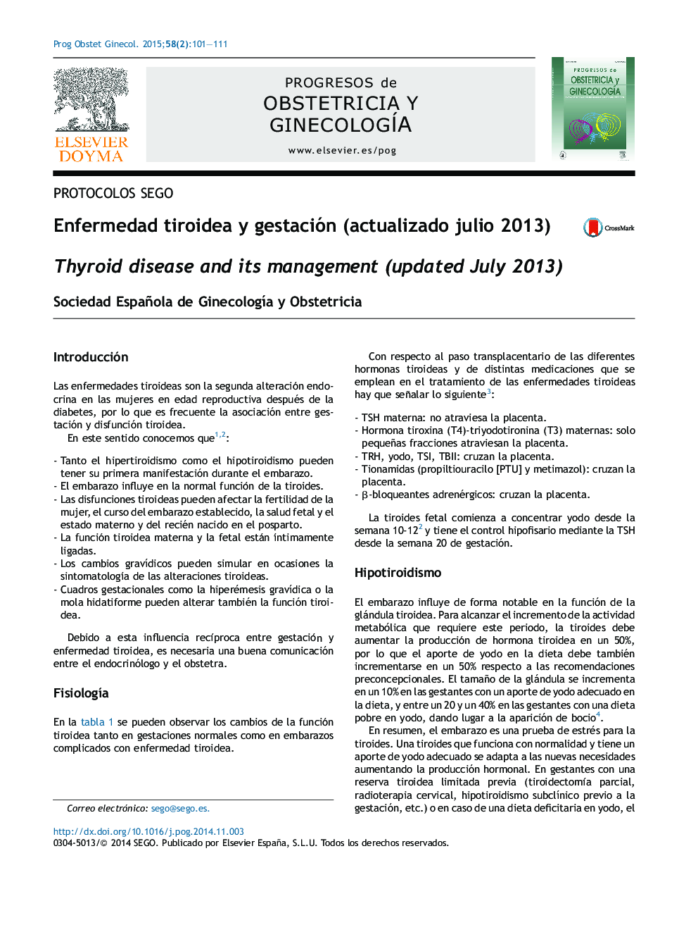 Enfermedad tiroidea y gestación (actualizado julio 2013)