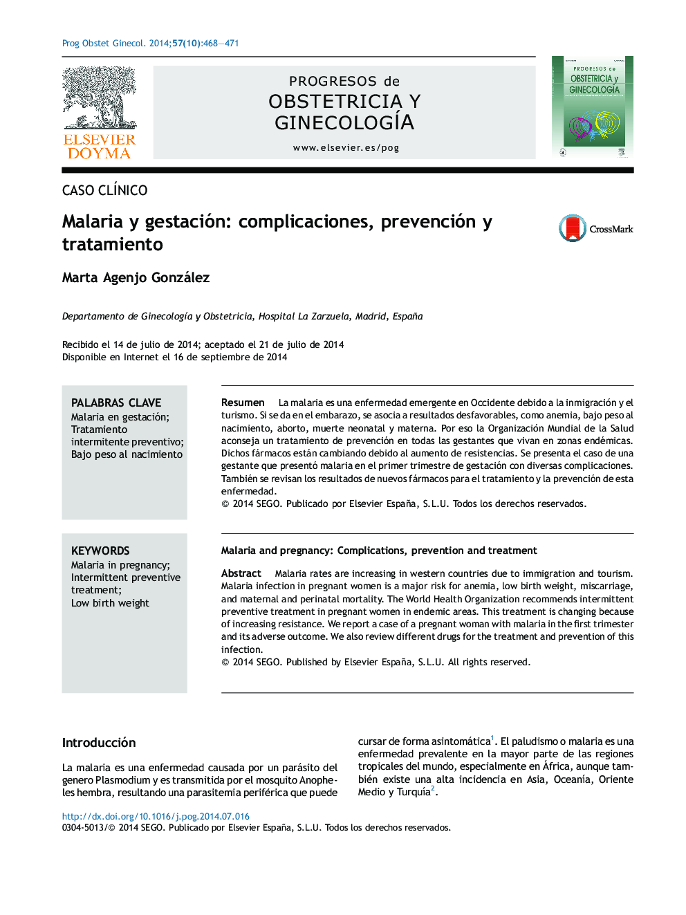 Malaria y gestación: complicaciones, prevención y tratamiento