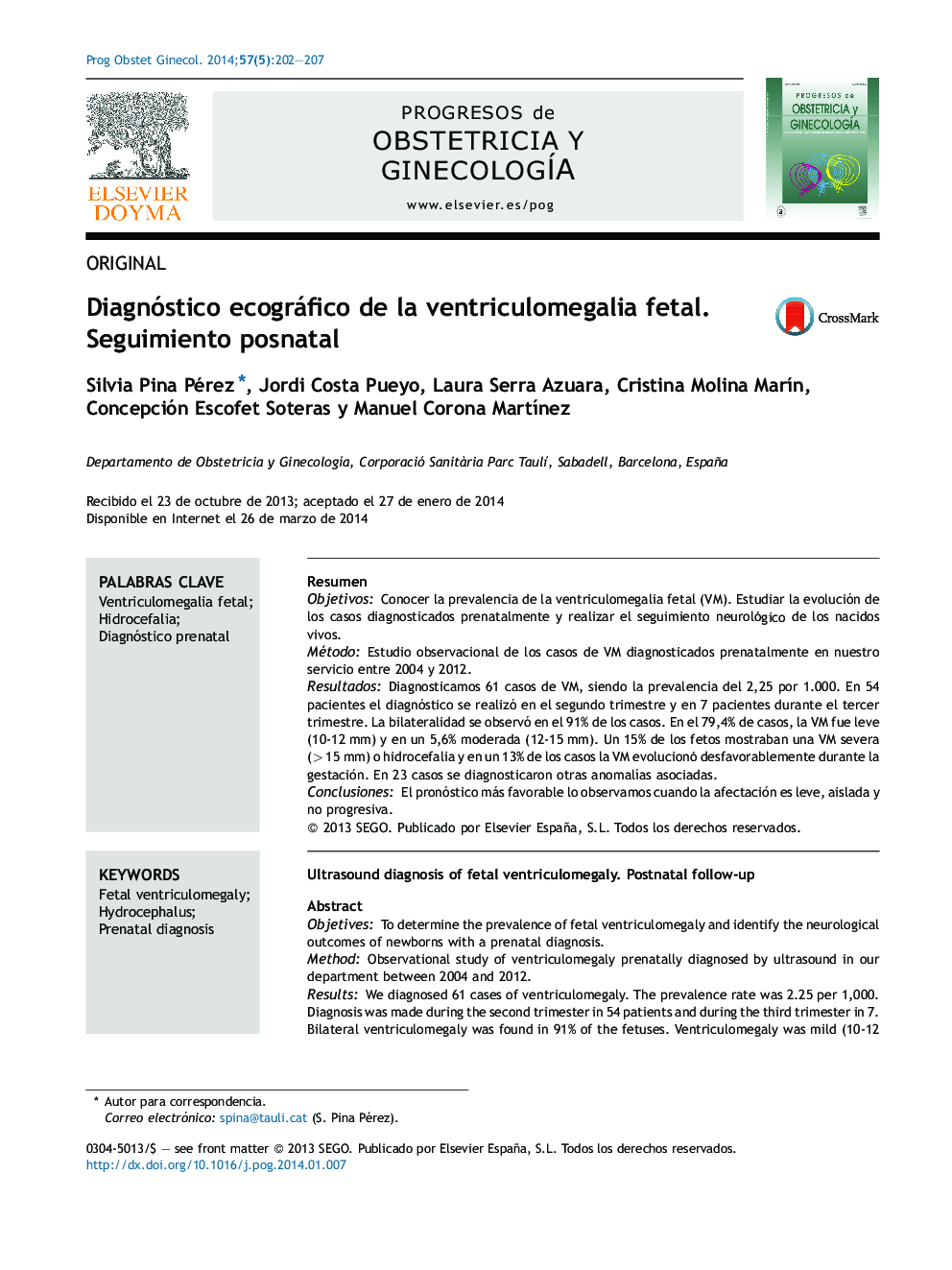 Diagnóstico ecográfico de la ventriculomegalia fetal. Seguimiento posnatal