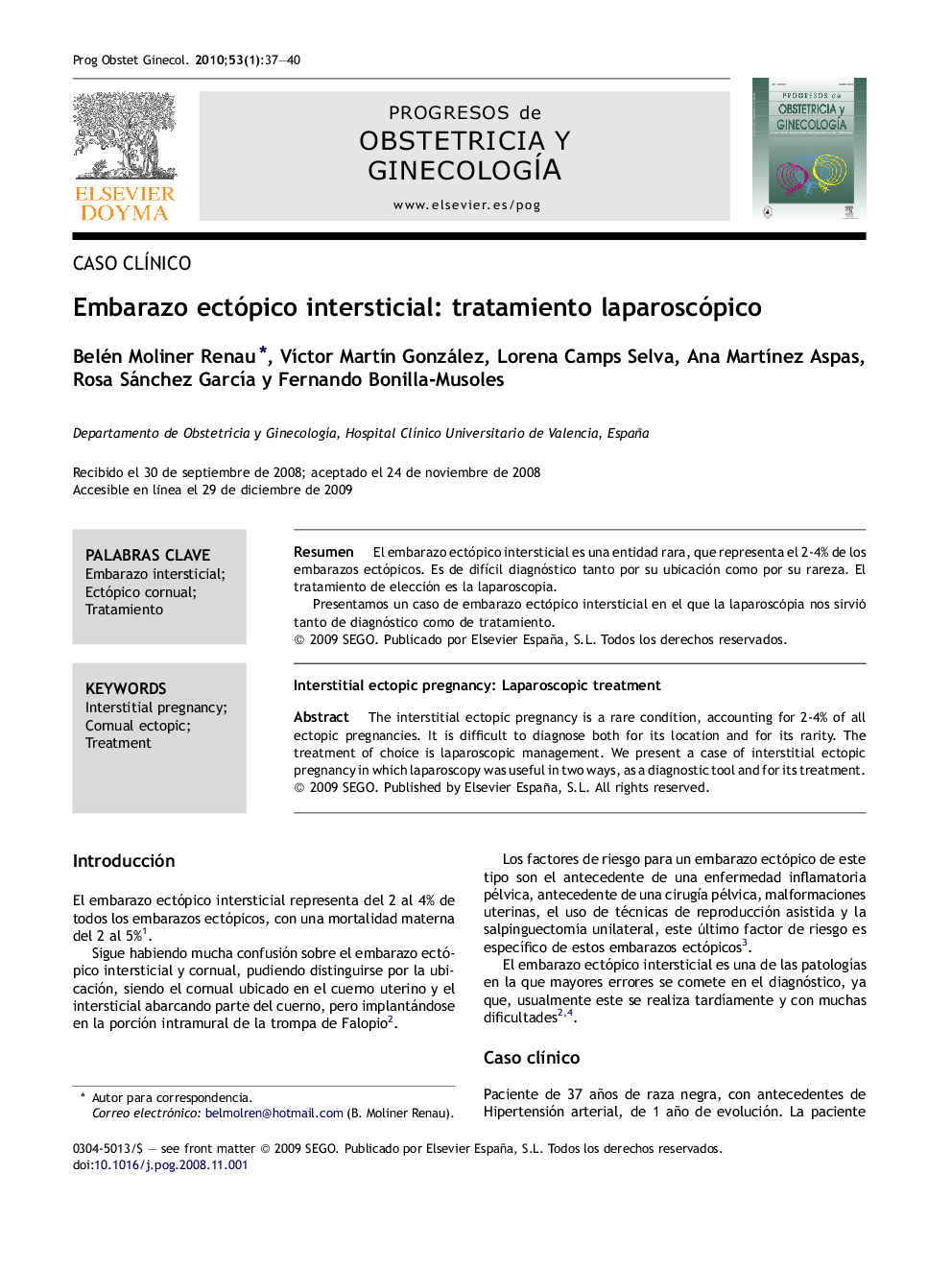 Embarazo ectópico intersticial: tratamiento laparoscópico