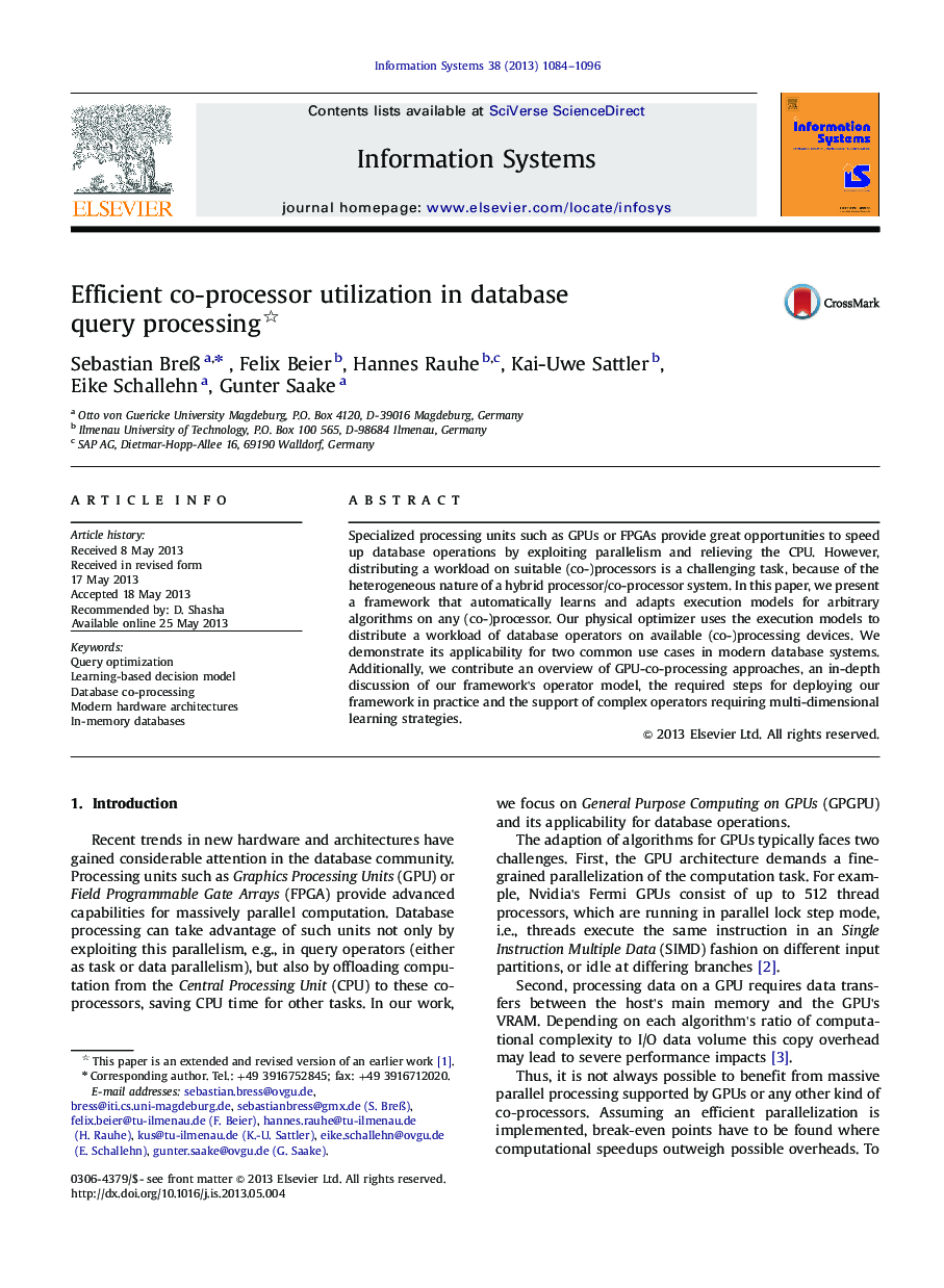 Efficient co-processor utilization in database query processing 