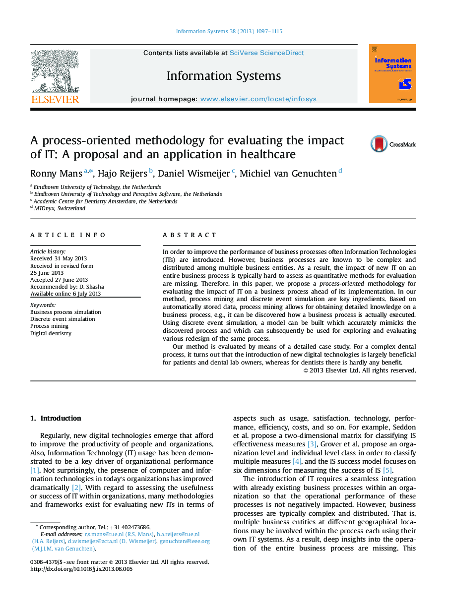 A process-oriented methodology for evaluating the impact of IT: A proposal and an application in healthcare