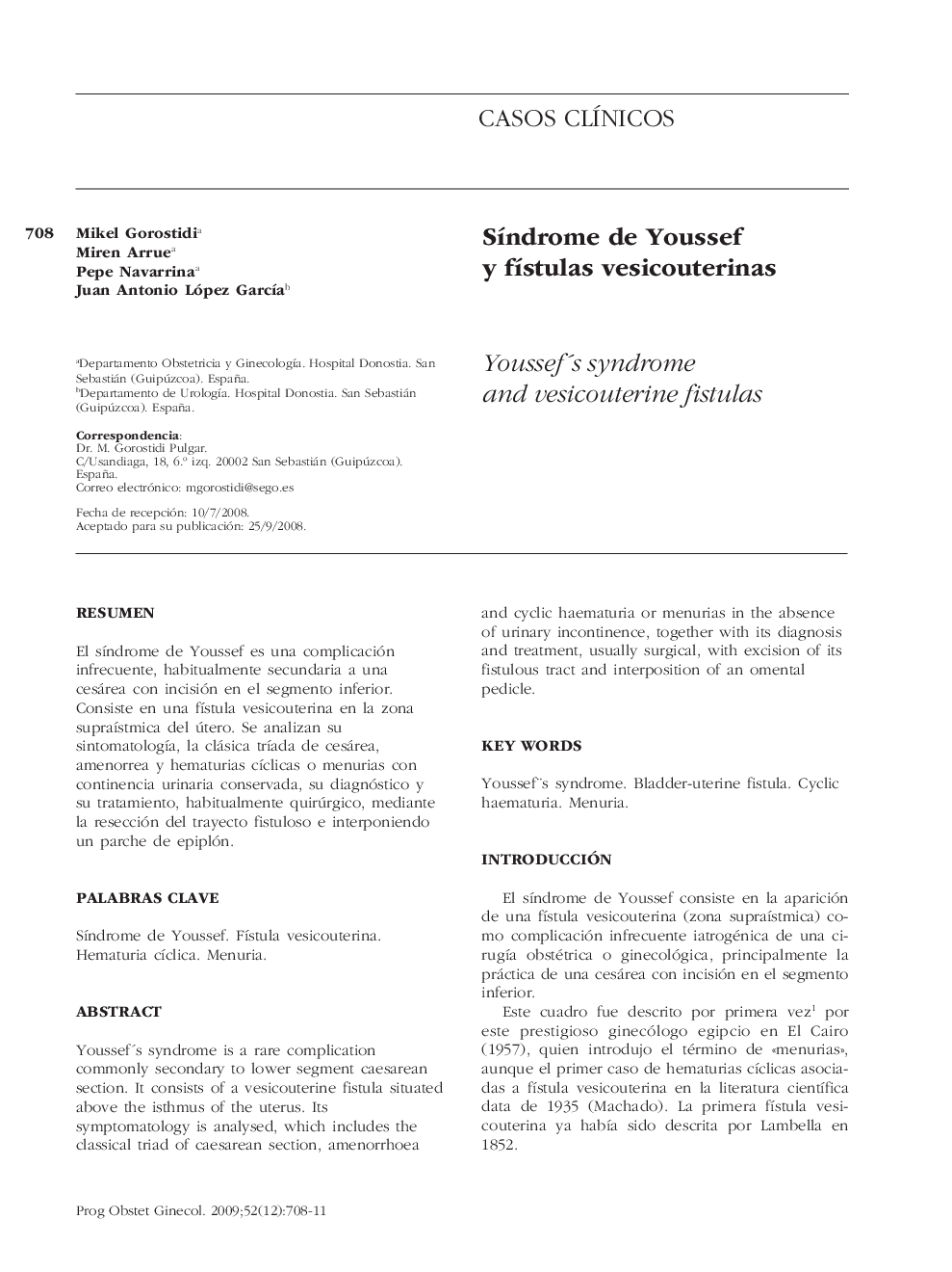 عکس صفحه اول مقاله: SÃndrome de Youssef y fÃstulas vesicouterinas SÃndrome de Youssef y fÃstulas vesicouterinas