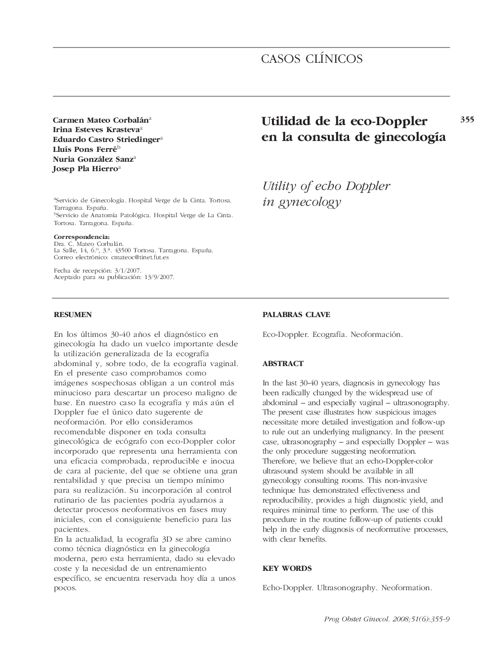 Utilidad de la eco-Doppler en la consulta de ginecologÃ­a