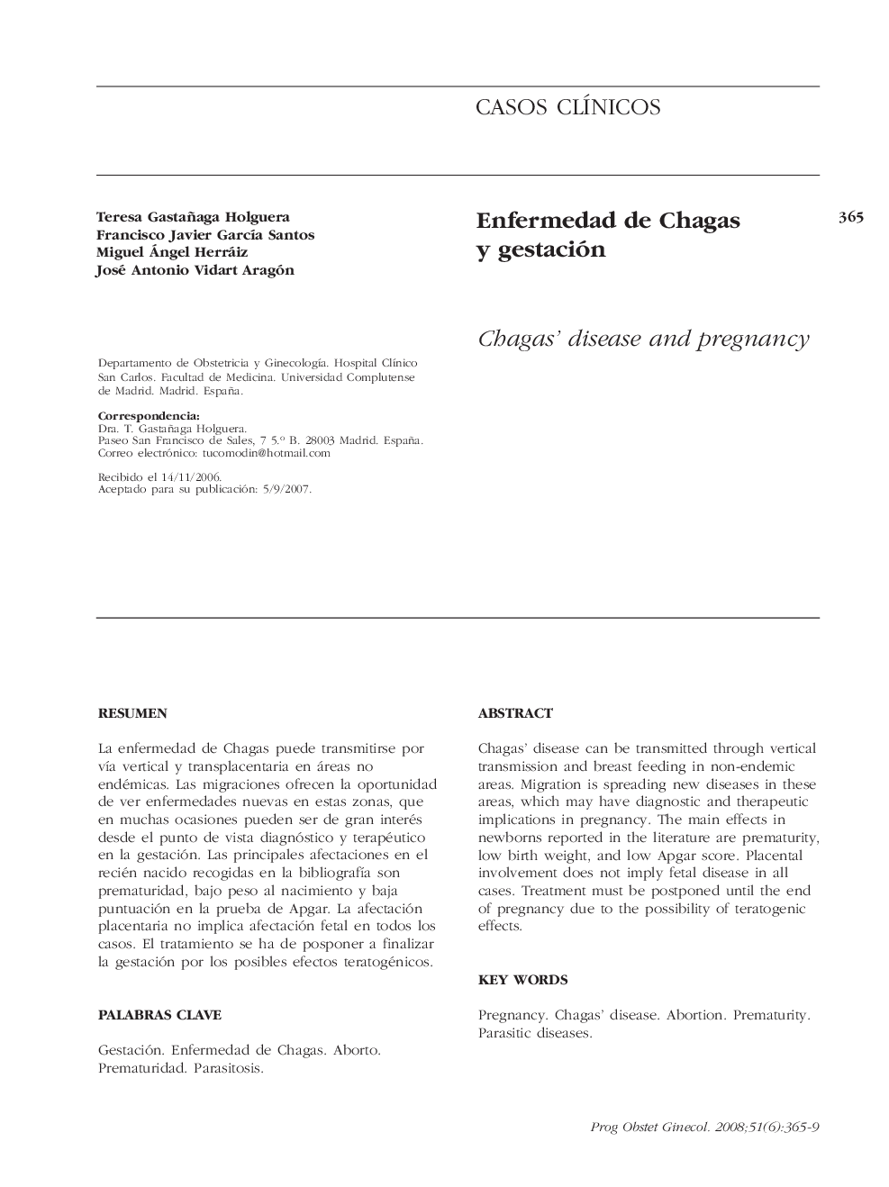 Enfermedad de Chagas y gestación