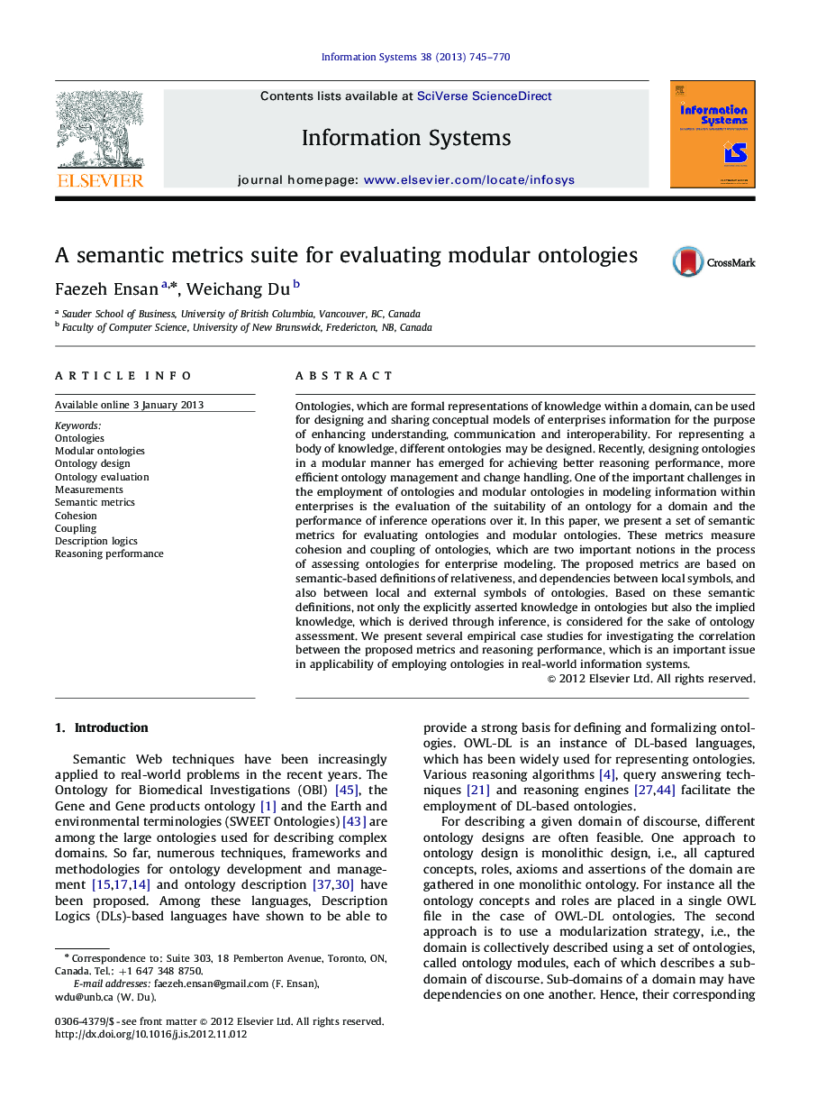 A semantic metrics suite for evaluating modular ontologies