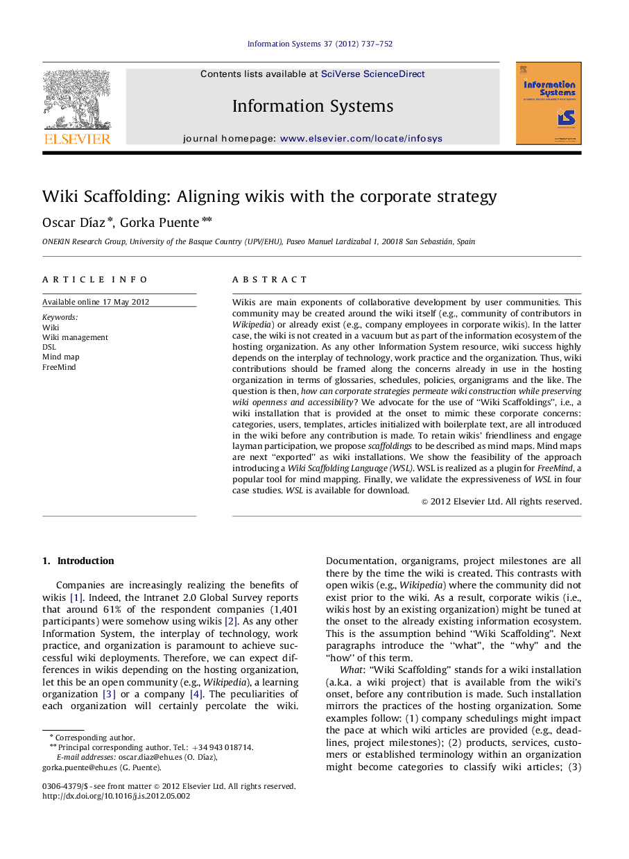 Wiki Scaffolding: Aligning wikis with the corporate strategy