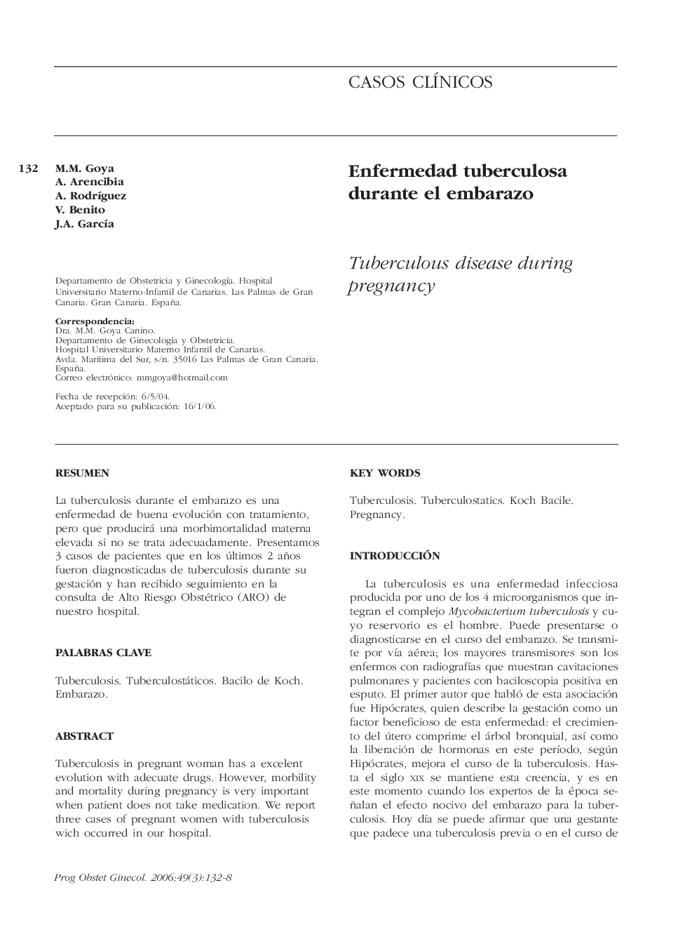 Enfermedad tuberculosa durante el embarazo