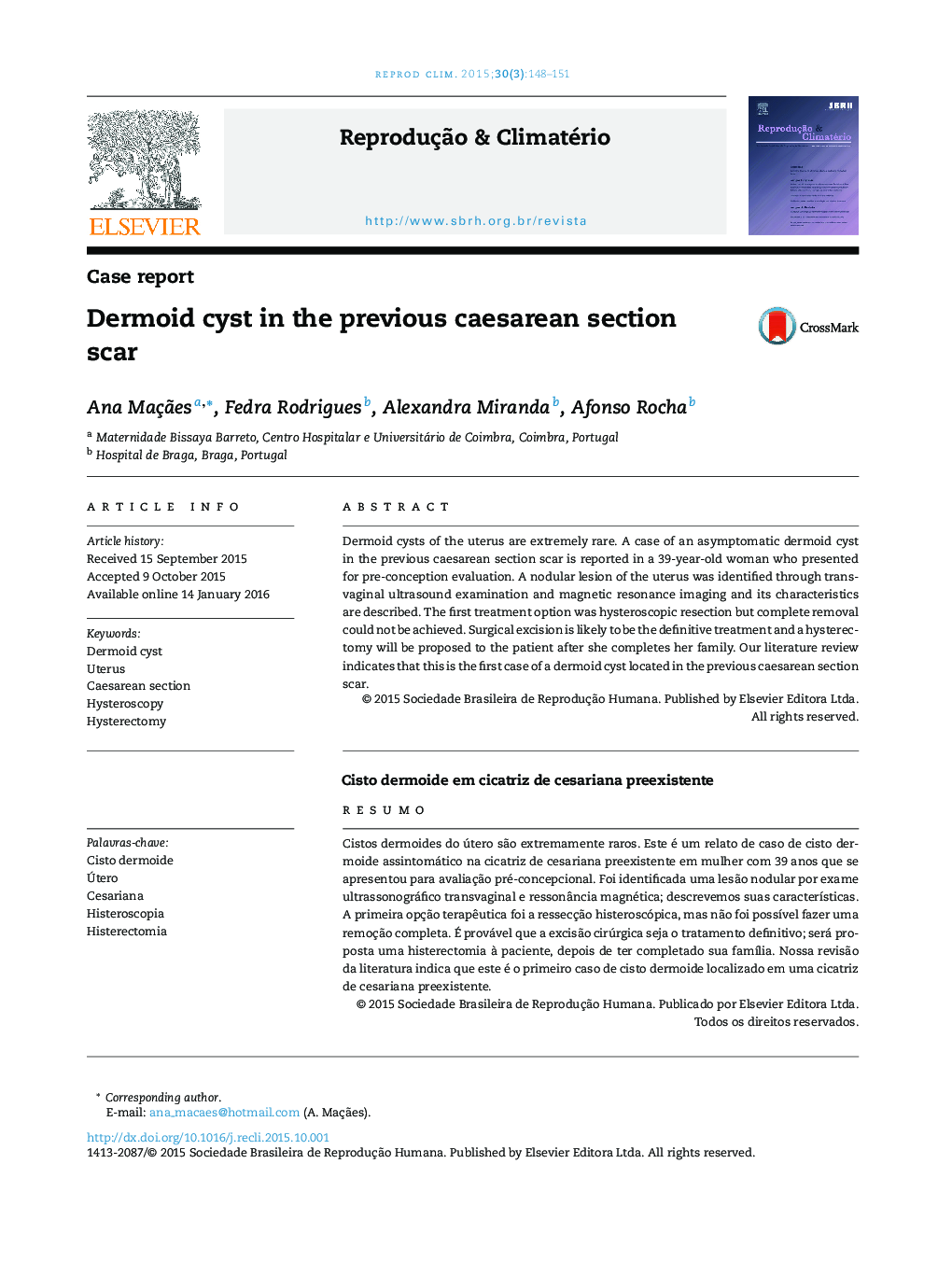 Dermoid cyst in the previous caesarean section scar