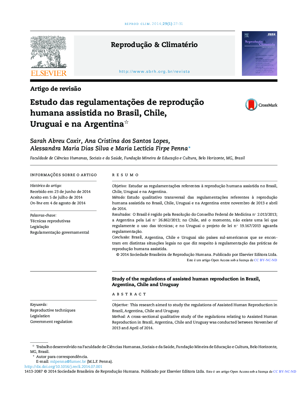 Estudo das regulamentações de reprodução humana assistida no Brasil, Chile, Uruguai e na Argentina 