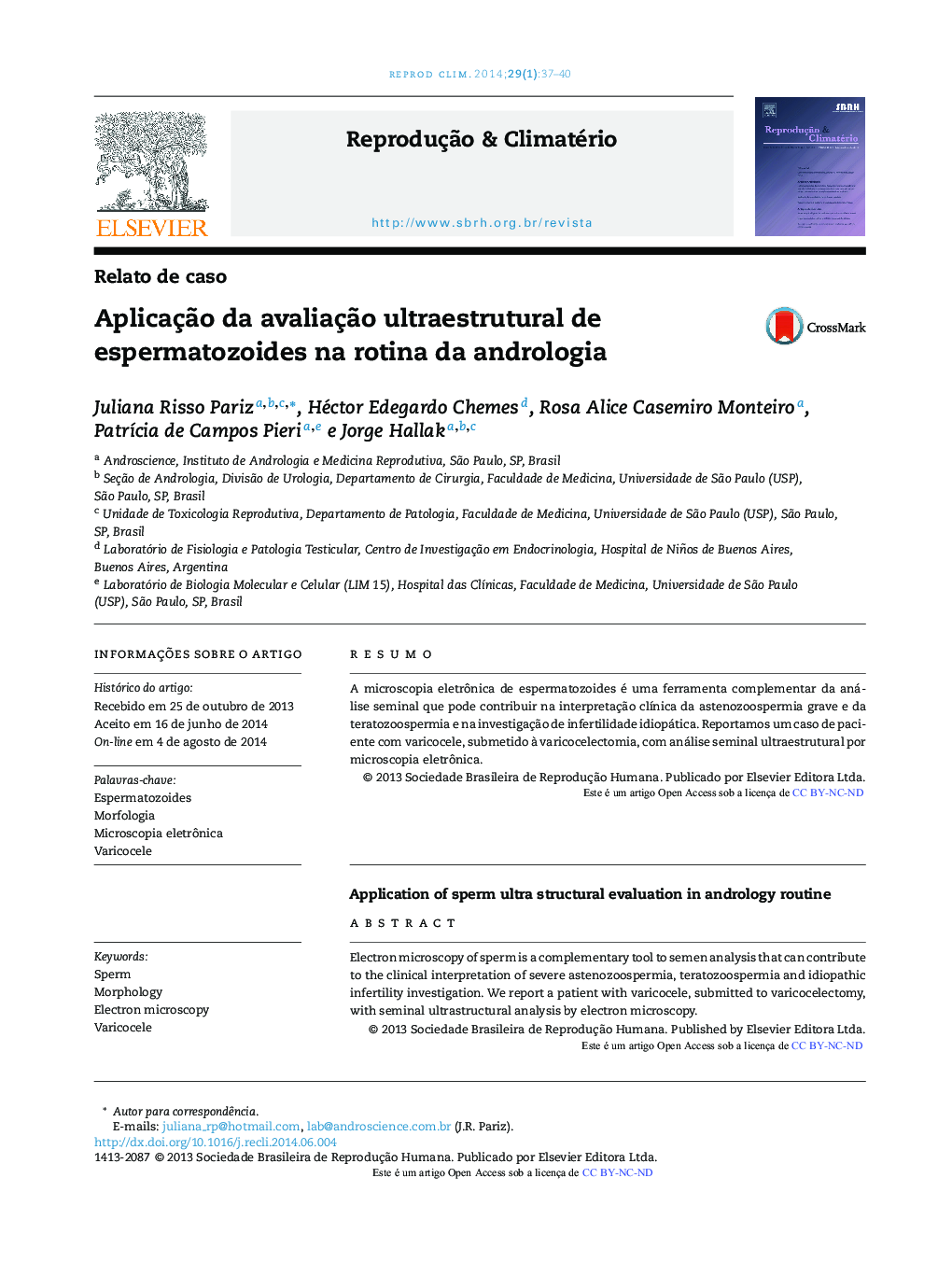 Aplicação da avaliação ultraestrutural de espermatozoides na rotina da andrologia