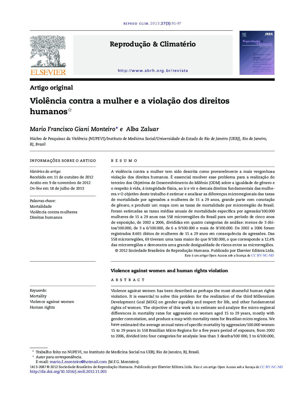 Violência contra a mulher e a violação dos direitos humanos 