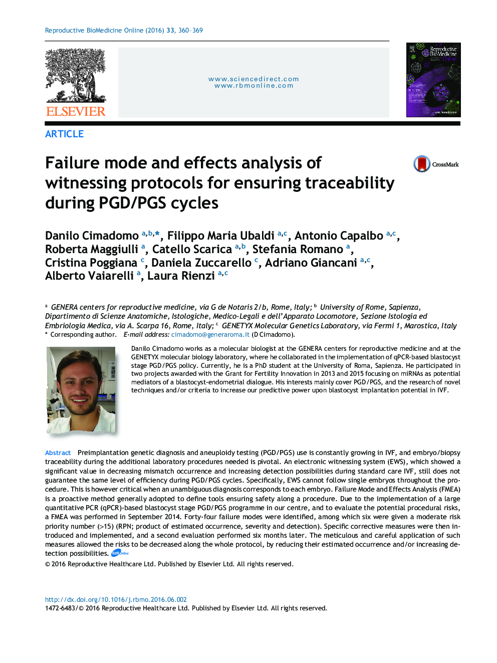 Failure mode and effects analysis of witnessing protocols for ensuring traceability during PGD/PGS cycles