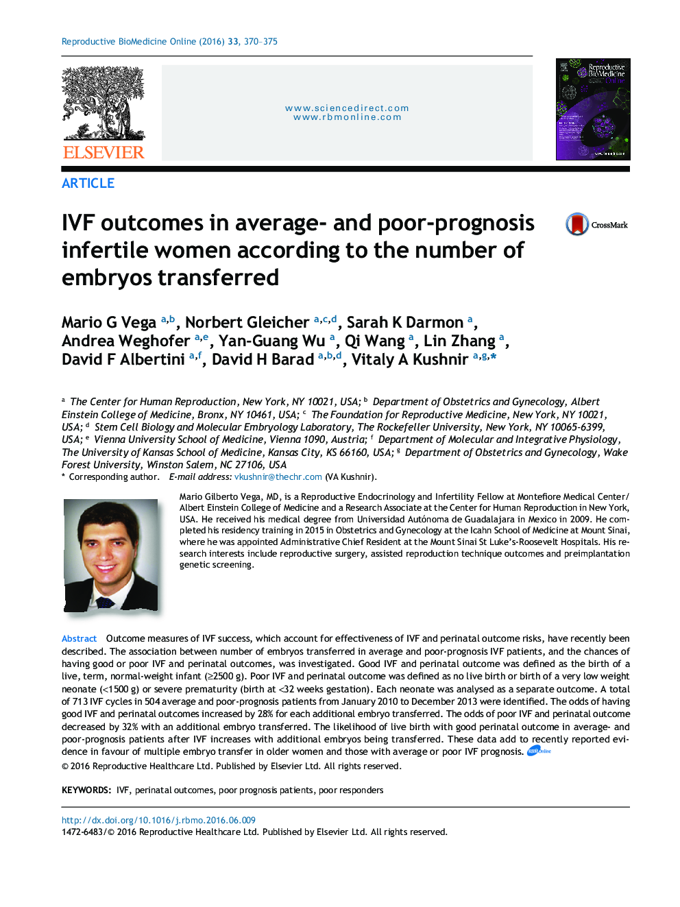 نتایج(لقاح خارج رحمی) IVF در پیش آگهی‌های متوسط و ضعیف  در زنان نابارور با توجه به تعداد جنین های انتقالی