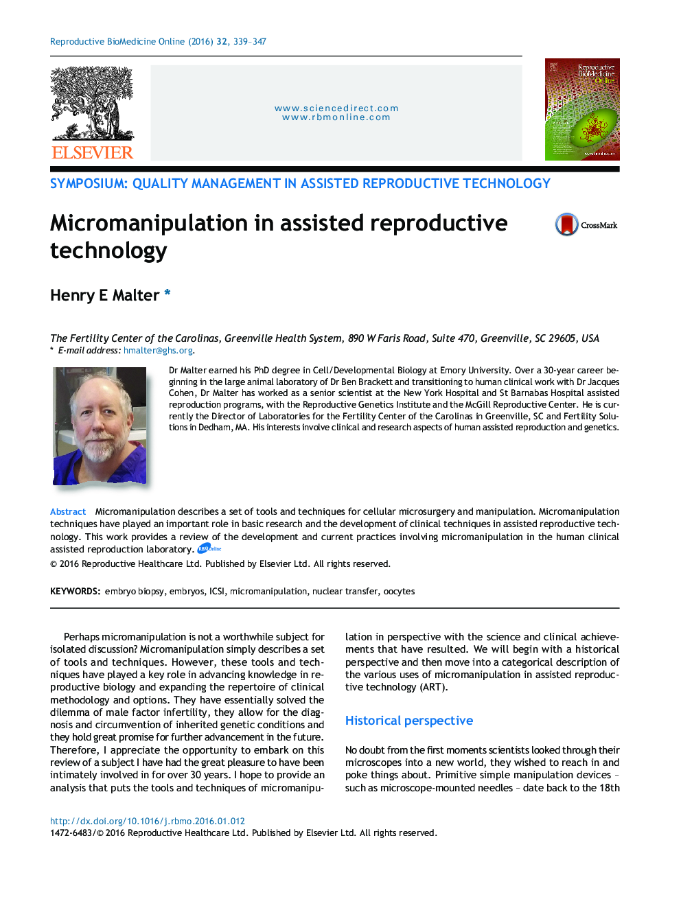 Micromanipulation in assisted reproductive technology