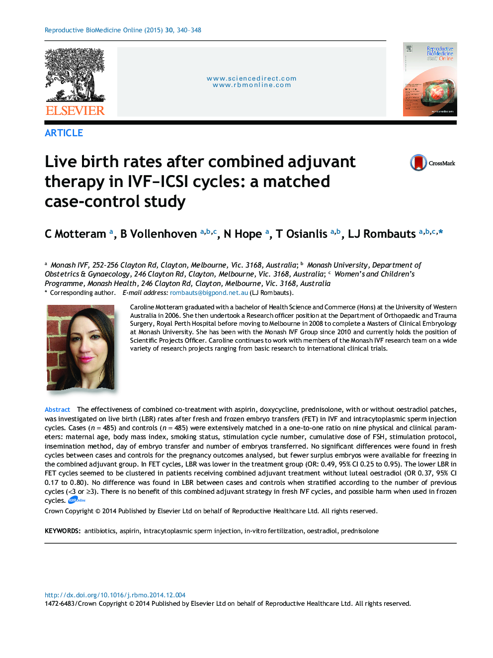 Live birth rates after combined adjuvant therapy in IVF–ICSI cycles: a matched case-control study