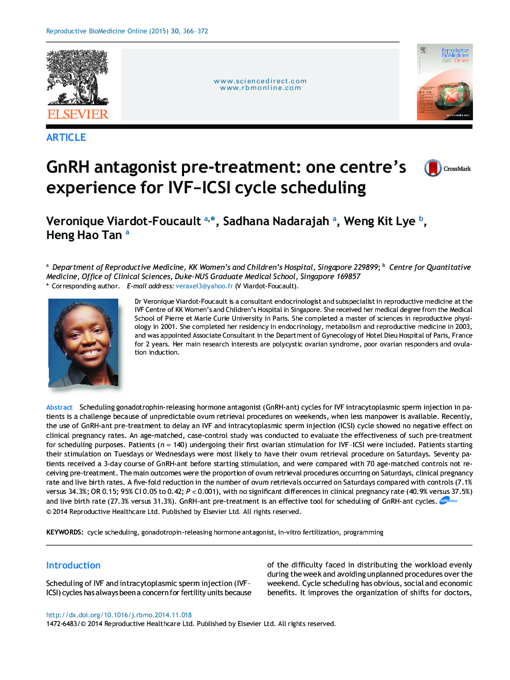 GnRH antagonist pre-treatment: one centre's experience for IVF–ICSI cycle scheduling