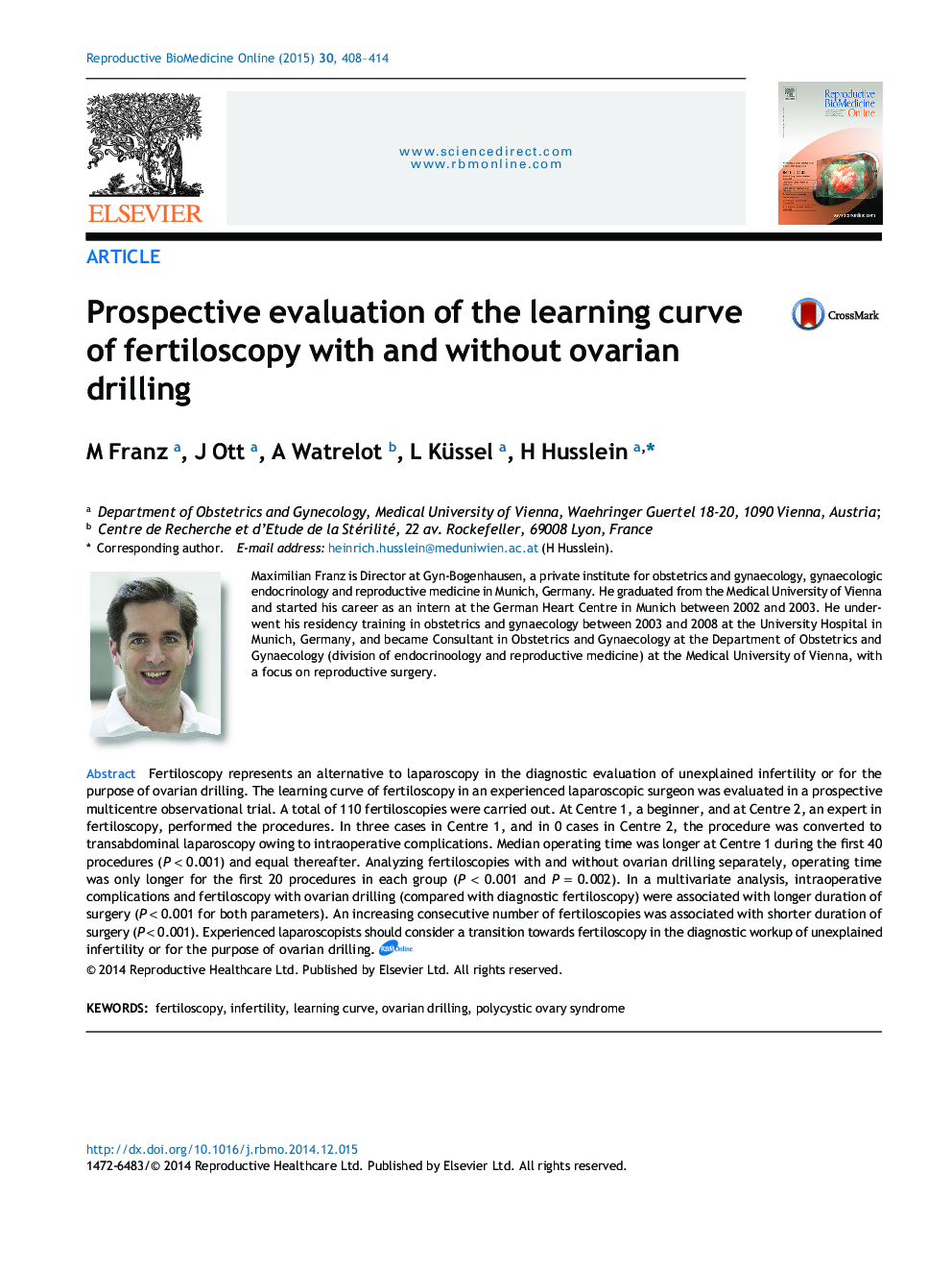 Prospective evaluation of the learning curve of fertiloscopy with and without ovarian drilling