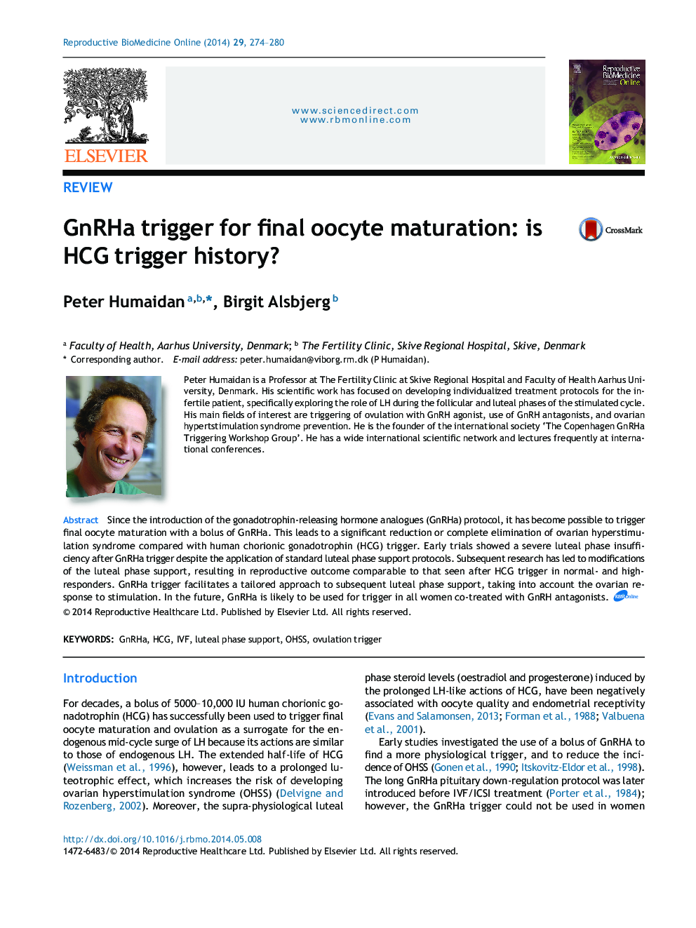 GnRHa trigger for final oocyte maturation: is HCG trigger history?