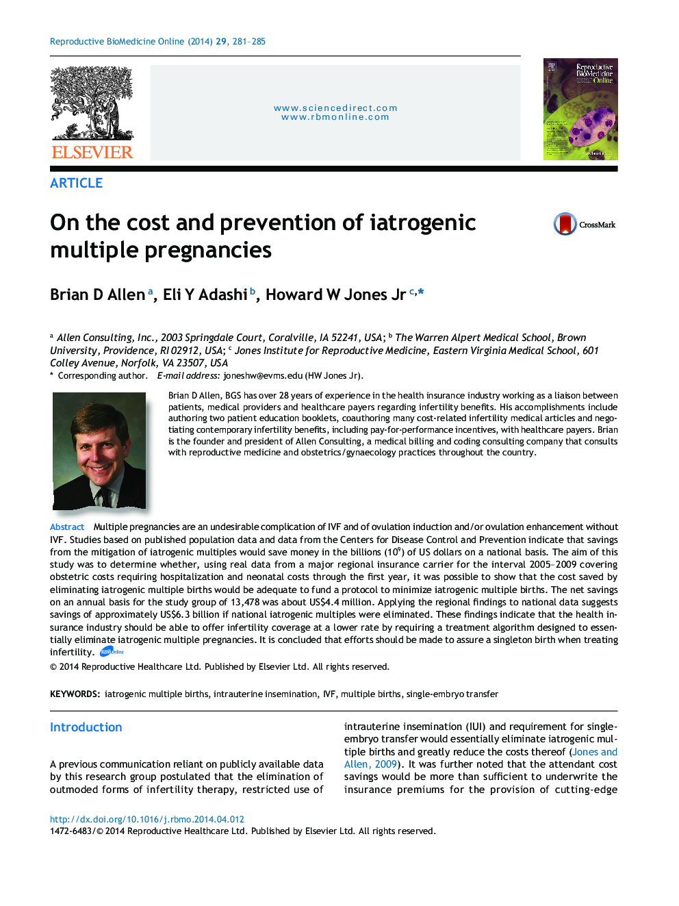 On the cost and prevention of iatrogenic multiple pregnancies