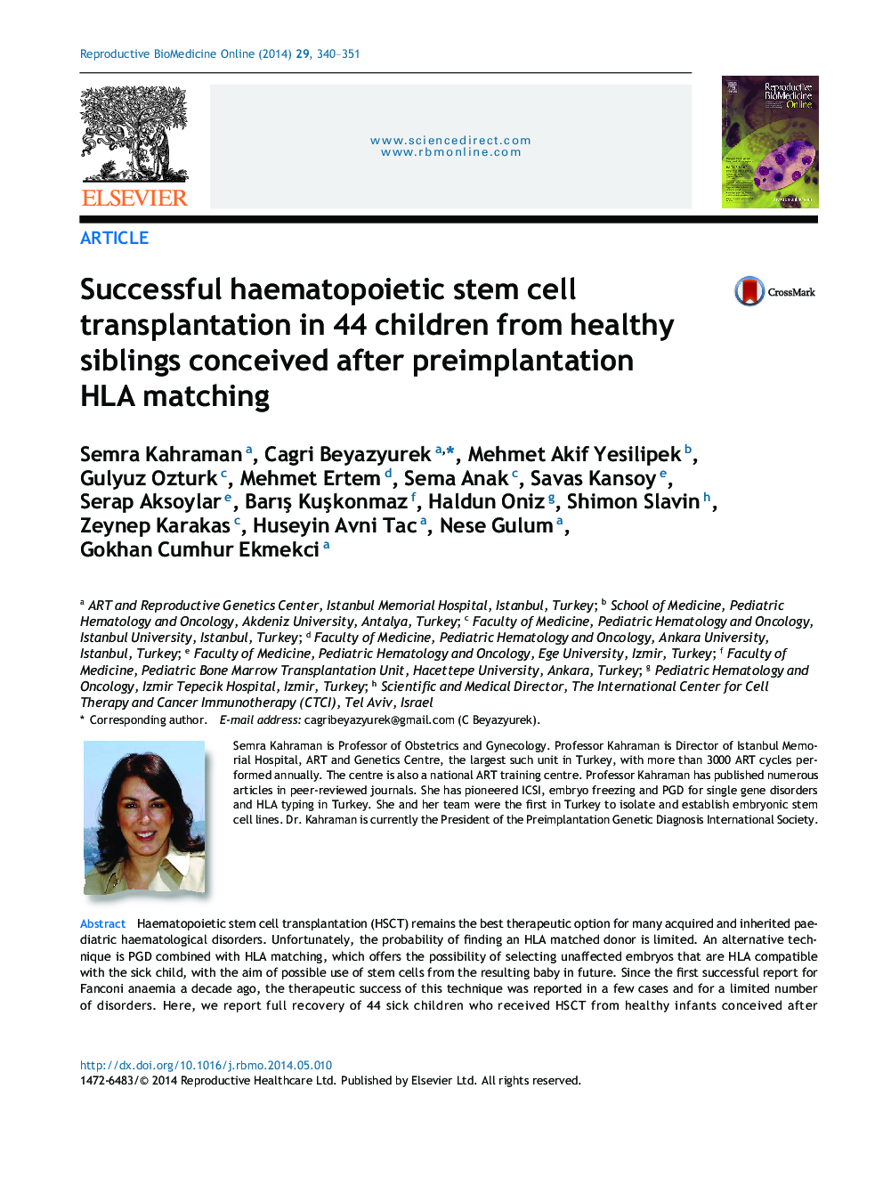 Successful haematopoietic stem cell transplantation in 44 children from healthy siblings conceived after preimplantation HLA matching