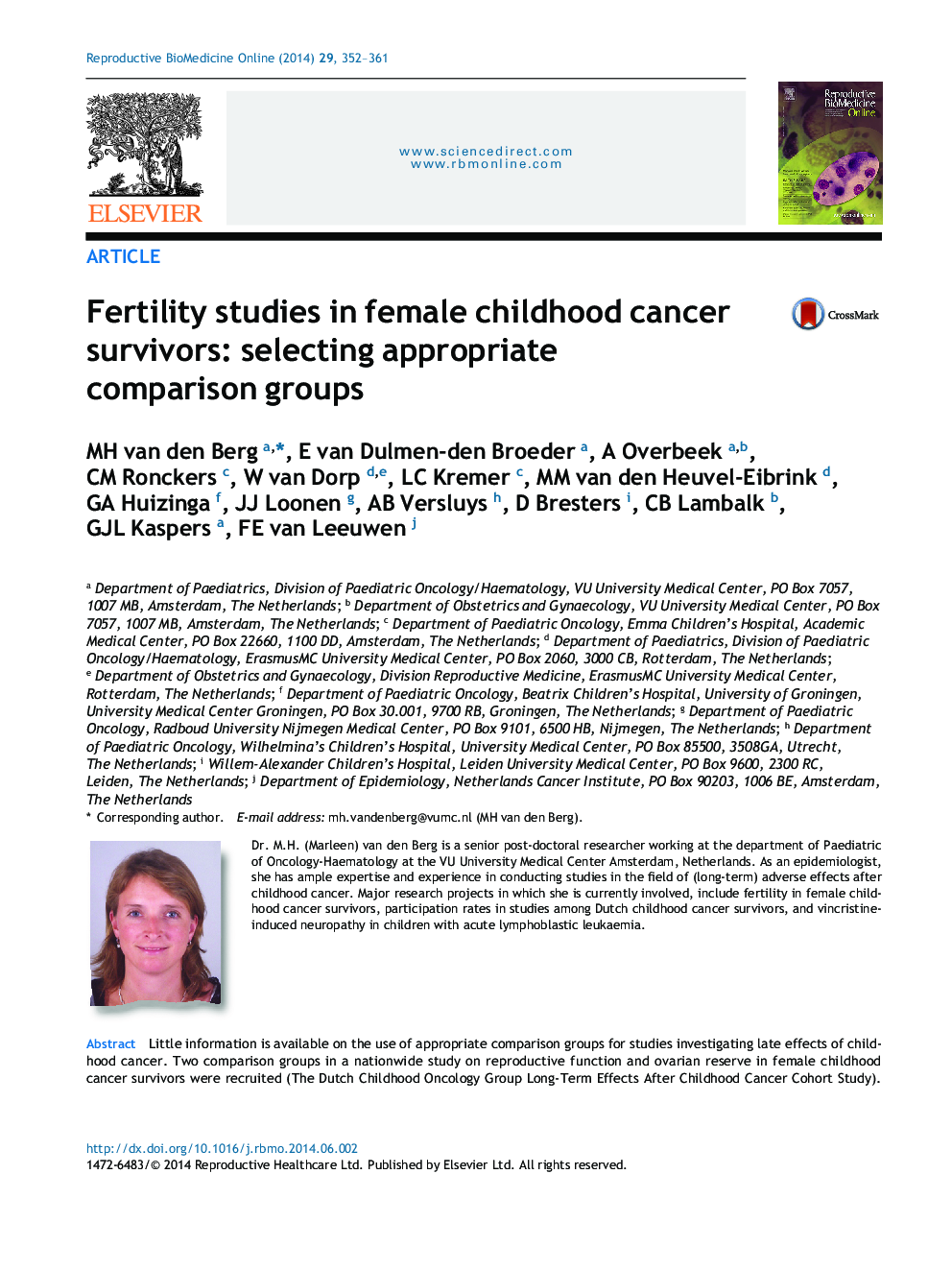 Fertility studies in female childhood cancer survivors: selecting appropriate comparison groups