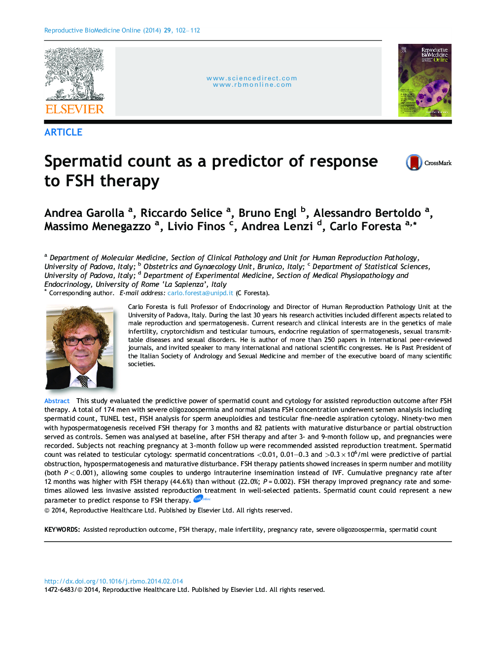 Spermatid count as a predictor of response to FSH therapy 