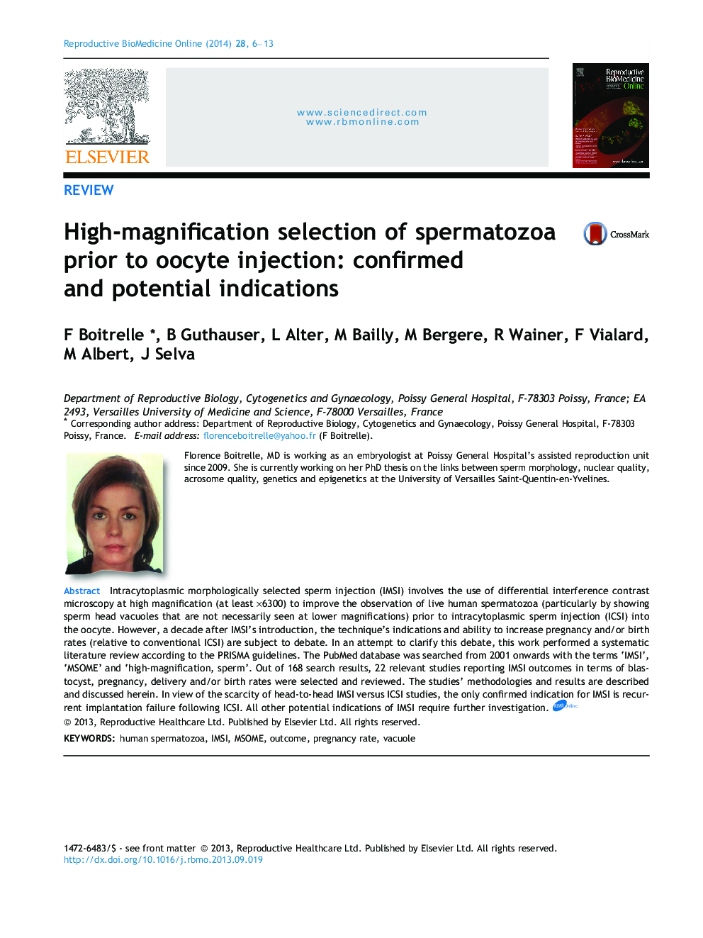 High-magnification selection of spermatozoa prior to oocyte injection: confirmed and potential indications 