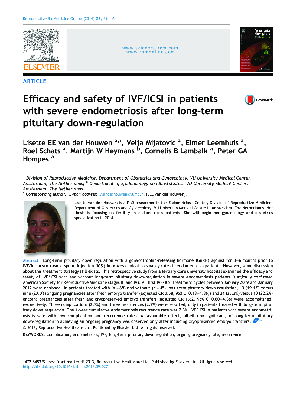 Efficacy and safety of IVF/ICSI in patients with severe endometriosis after long-term pituitary down-regulation 