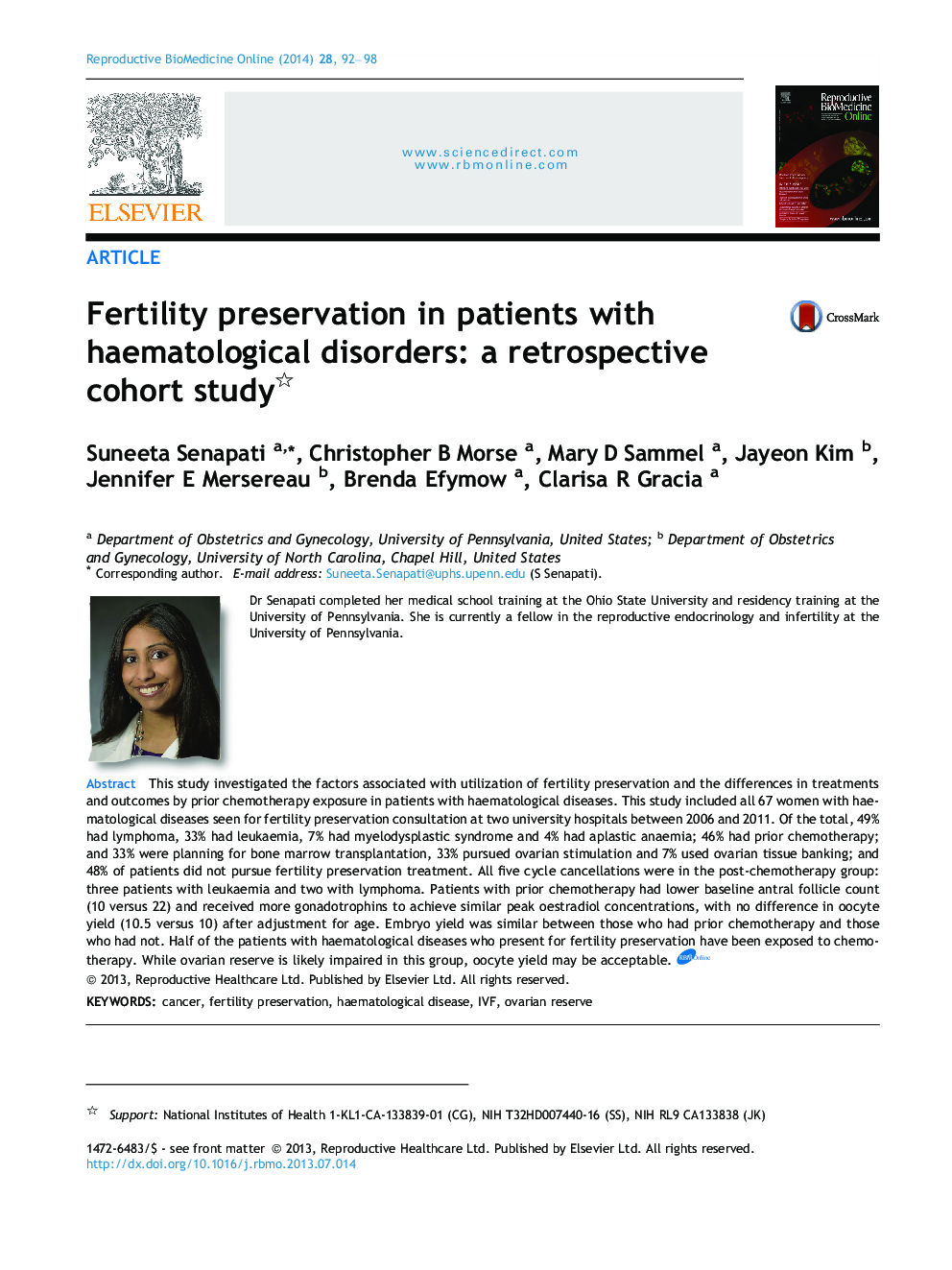 Fertility preservation in patients with haematological disorders: a retrospective cohort study 