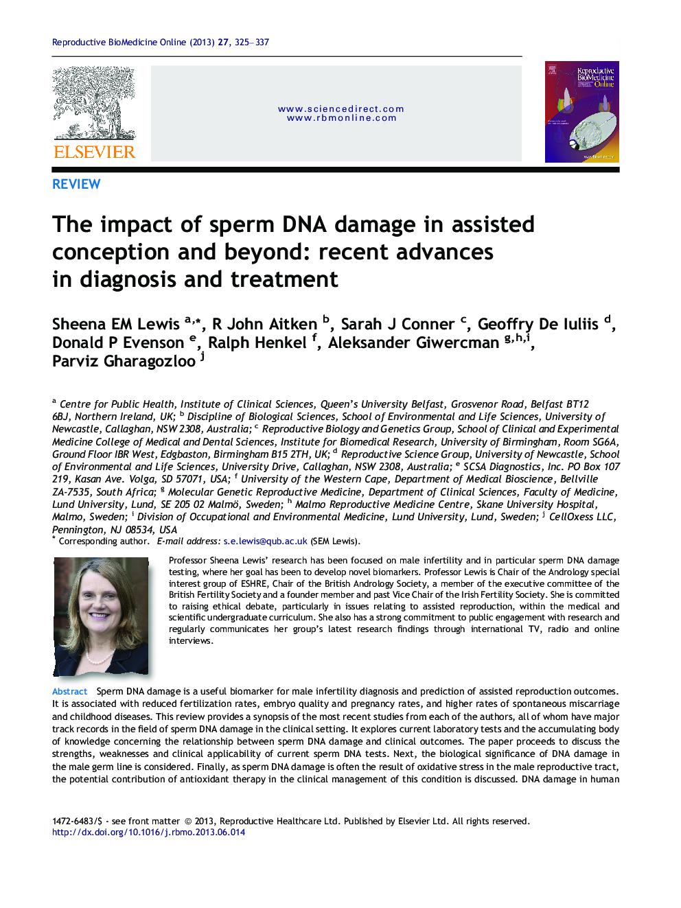 The impact of sperm DNA damage in assisted conception and beyond: recent advances in diagnosis and treatment 