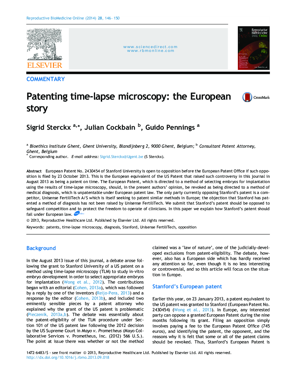 Patenting time-lapse microscopy: the European story