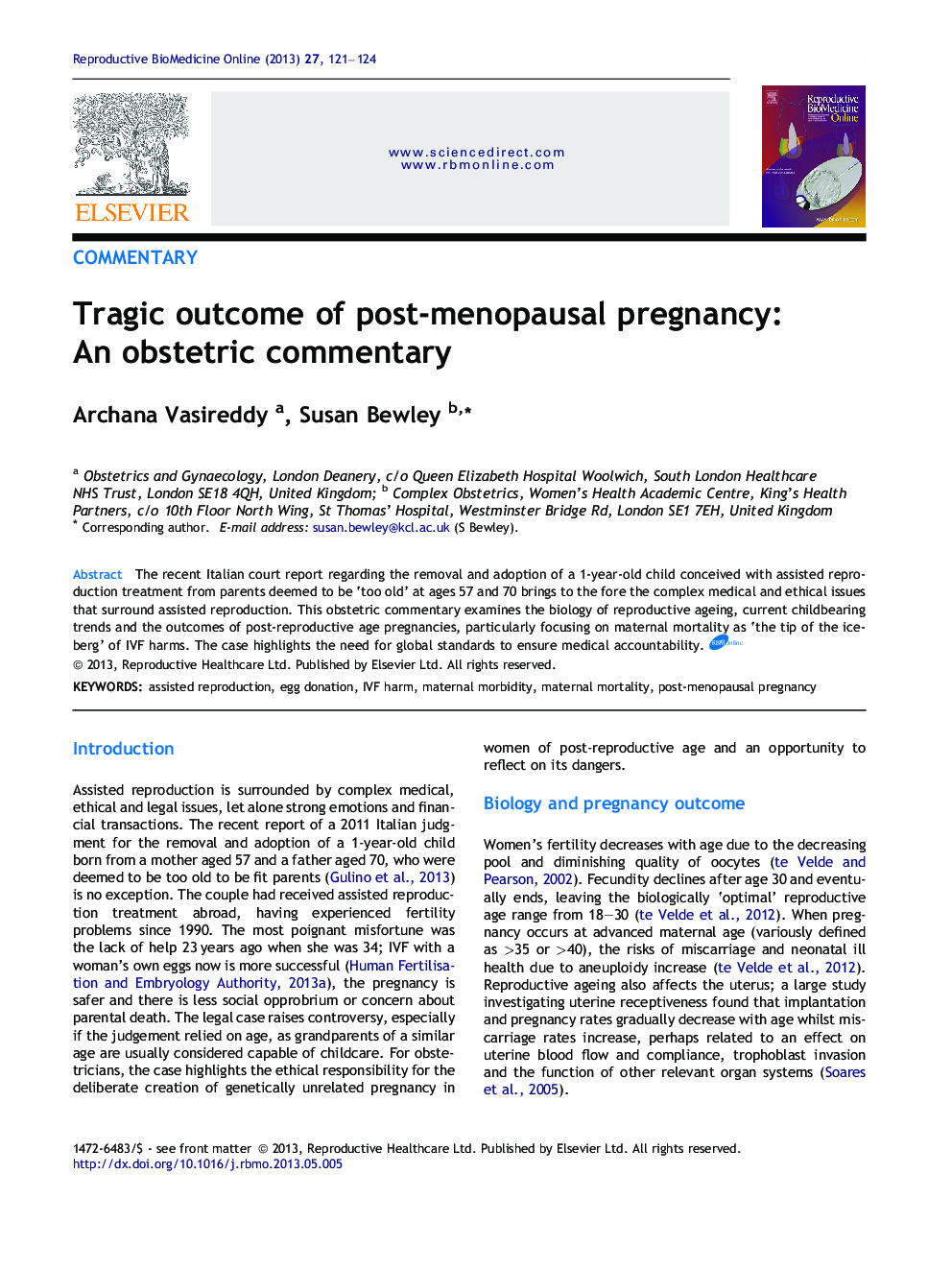 Tragic outcome of post-menopausal pregnancy: An obstetric commentary