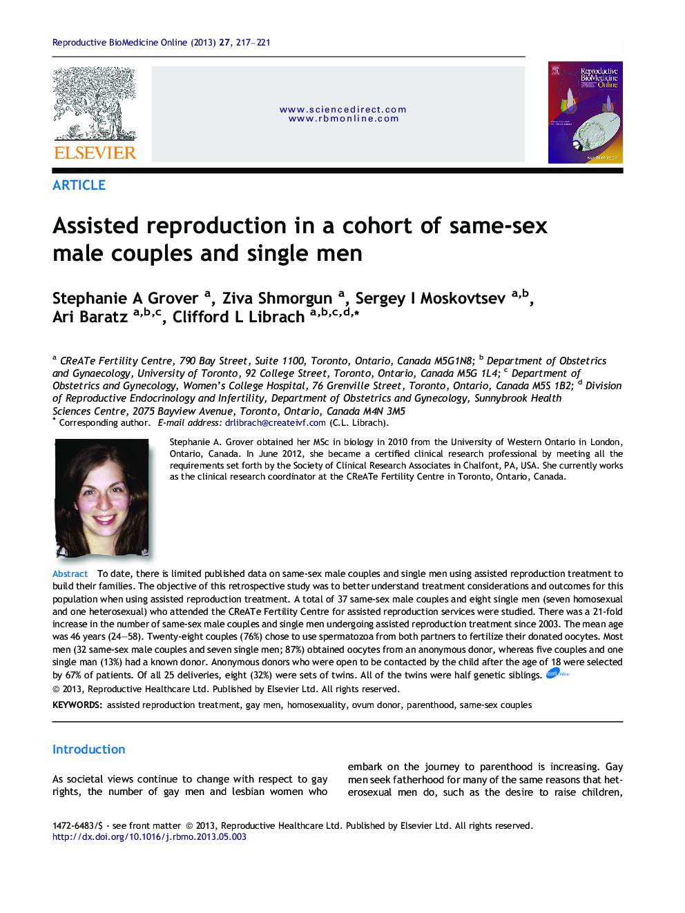 Assisted reproduction in a cohort of same-sex male couples and single men 