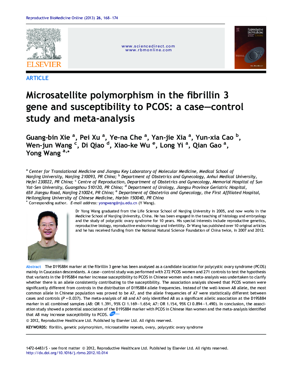 Microsatellite polymorphism in the fibrillin 3 gene and susceptibility to PCOS: a case–control study and meta-analysis 